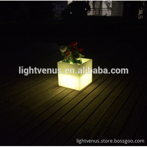 led square flower pot for garden decoration lighted up planter